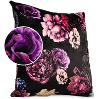 ANRO Sierkussen Pioenroos Zwart 40x40cm – Velours Microvezel Inclusief Vulling Bank Woonkamer