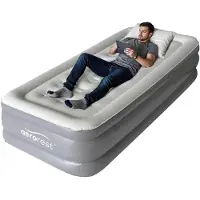 Aerorest Supreme Plush XL luchtbed | Extra lang 210 cm | 1-persoons luxe luchtmatras | Met ingebouwde elektrische pomp | Ideaal voor gasten of als tijdelijk bed