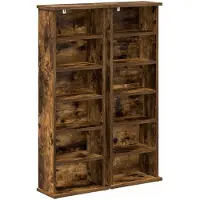 vidaXL CD Kast 2 st Gerookt eiken 60 x 17 x 92 cm Bewerkt hout