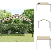 vidaXL Tuinpaviljoen, beige, 4x3 meter, staal en stof - Paviljoens & feesttenten