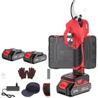 OEM Accu-elektrische snoeischaar, borstelloze motor, snoeit takken moeiteloos, rood, 2 batterijen