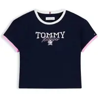 Tommy Hilfiger T-shirt met logo - donkerblauw Meisjes Katoen Ronde hals - maat 176
