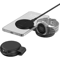 IMoshion 2-in-1 Draadloze Reisoplader 25W - Smartphone / Oordopjes / Samsung Watch - Qi2.2 - Zwart