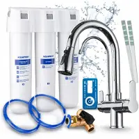 ARI 3-wegs keukenkraan Nordic, chroom, uittrekbare spoelkraan. Inclusief Aquaphor Kristall H waterfiltersysteem, 360° draaibaar