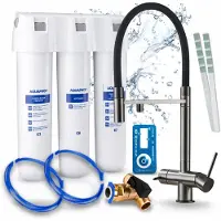 ARI 3-wegs keukenkraan Highflex, grafietkleur, uittrekbare kraan. Inclusief Aquaphor Kristall H waterfiltersysteem