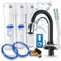 ARI 3-wegs keukenkraan Nordic, chroom, uittrekbare spoelkraan. Inclusief Aquaphor waterfiltersysteem, 360° draaibaar