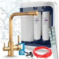 ARI 3-wegs keukenkraan Venom, messing, spoelkraan. Inclusief Aquaphor Ro-202S Pro waterfiltersysteem, onderbouwmodel