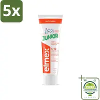Elmex 5 x Gel-Tandpasta Junior (5-12 Jaar) 75 ml - Grootverpakking - Tandpasta Voor Kinderen - Gaatjesbescherming - Aminfluoride - Tandpasta Gel - Kindertandpasta