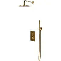 Omnires Contour - Doucheset met inbouwthermostaat, met inbouwdeel, diameter 25 cm, geborsteld goud SYSCT11GLB