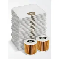 Hikey Stofzuigerzakken 24 stuks + 2 filters voor Kärcher WD3 WD3 P Premium WD2 Plus WD4 WD5 WD6 MV3 SE4001 KWD1 KWD2 – scheurvast vlies