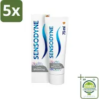 Sensodyne 5 x - Tandpasta - Gentle Whitening - Milde Reiniging - 75 ml - Grootverpakking - Gevoelige Tanden - Tandpasta - Witte Tanden - Glazuur Beschermen - Gevoeligheid Verlichten