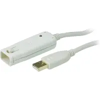 Aten 12 m USB 2.0 verlengkabel (Daisy-chaining tot 60 m) - 12 m - USB A - USB A - USB 2.0 - 480 Mbit/s - Wit