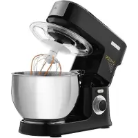 Sencor STM 3741BK Staande mixer, keukenmachine, 1000 W, 4,5 liter, roestvrij staal, 6 snelheden + pulsfunctie, kantelbaar, spatdeksel, 4 accessoires
