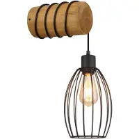Globo Wandlampje Berti zwart met hout
