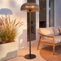 LUCANDE Calenza staande terrasverwarmer, zwart, 200 cm, 3 standen, IP44 - , Calenza, Zwart, Metaal, Modern