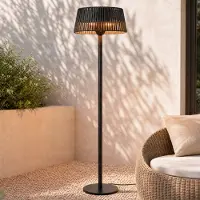 LUCANDE Pyravo staande terrasverwarmer, zwart, 200 cm, aluminium, IP44, zwart, Aluminium, Modern