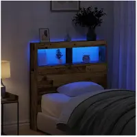 vidaXL Hoofdbordkast met LED 100x17x102 cm oud hout
