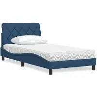 vidaXL Bed met matras stof blauw 100x200 cm