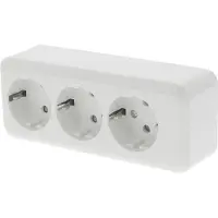 EXO Q-LINK - Wandcontactdoos - Opbouw - 3-voudig Stopcontact - Randaarde - Kinderbeveiliging - Polarwit