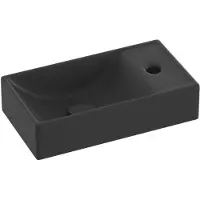 Ravak Veda 400 - Wastafel 41x22 cm, zonder overloop, kraangat rechts, mat zwart XJXPD240000