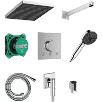 Hansgrohe Pulsify E - Doucheset met inbouwthermostaat, inclusief inbouwdeel, 26x26 cm, EcoSmart, chroom 24625000