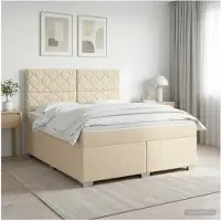vidaXL Boxspringbed met matras Crèmekleurig 180 x 200 cm Stof