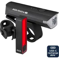 Axa Niteline 550 fietsverlichting set – Oplaadbare LED fietsverlichting voor- en achterlicht – USB‑C – krachtige verlichting voor maximale zichtbaarheid