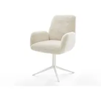 DELIFE Draaistoel Zoa-Flex pluchen crème-wit kruispoot wit 360° draaibaar rocker-functie pocketveer kern