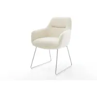 DELIFE Eetkamerstoel Pejo-Flex teddy beige slipframe roestvrij staal pocketveer kern