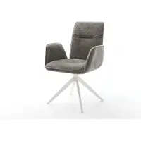 DELIFE Draaistoel Vinja-Flex bouclé zacht mud kruisframe breed wit 360° draaibaar rocker-functie