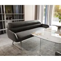 DELIFE Eetkamerbank Taya-Flex 200 cm microvelours anthraciet vintage platte sledebasis roestvrij staal pocketvering
