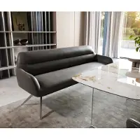 DELIFE Eetkamerbank Taya-Flex 200 cm microvelours anthraciet vintage hoekig kruisframe roestvrij staal pocketvering