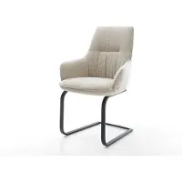 DELIFE Sledemodel Zelia-Flex met armleuning geweven stof beige sledemodel vlak zwart pocketveer kern