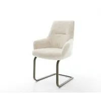 DELIFE Sledemodel Zelia-Flex met armleuning pluchen crème-wit sledemodel vlak afwerking met titanium pocketveer kern