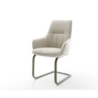 DELIFE Sledemodel Zelia-Flex met armleuning geweven stof beige sledemodel vlak afwerking met titanium pocketveer kern