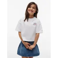 Tommy Hilfiger T-shirt met backprint - wit Meisjes Katoen Ronde hals Backprint - maat 140