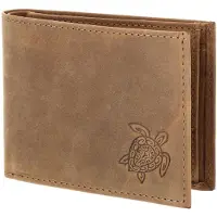OXMOX Leren portemonnee Leather RFID Protect Pocketbörse Turtle 2.0 Embossed Vintage Light Brown bruine