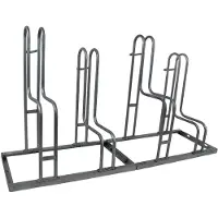 Baumarktplus TRUTZHOLM - Fietsenrek Voor 4 Fietsen - 140x75,5 cm - Hoogte-Offset - Thermisch Verzinkt Staal Grijs - Rijparkeerder Vloer