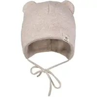 Maximo - Baby's Fleece Mütze m. Öhrchen u. Band - Muts 43 cm, grijs