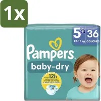 Pampers 1 x – Luiers – Baby-Dry Maat 5+ (12-17 kg) – 36 Luiers - Baby-luiers - Droge Huid - Droge Luiers - Baby Droogheid - Droge Luier