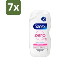 Sanex 7 x Zero% - Douchegel - Gevoelige Huid - 0% Parfumsulfaten - Hypoallergeen - 400 ml - Gevoelige Huid - Hypoallergene Douchegel - 0% Parfum - 0% Sulfaten - Milde Reiniging
