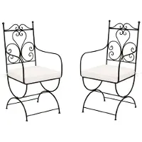 Marrakesch Orient & Mediterran Interior Tuinstoelen Cuenca XL, met zitkussen, van ijzer, in de kleur zwart, set van 2, 100 cm