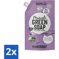Marcel's Green Soap 2 x Marcel’s Green Soap – Handzeep Navulling – Lavendel & Rozemarijn – 500 ml - Handzeep - Natuurlijke Handzeep - Plantaardige Handzeep - Lavendel Handzeep - Rozemarijn Handzeep