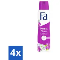 Fa Pflege 4 x Deodorant Spray Violet Leaves Passion 150 ml - Deodorant - Anti-transpirant - Langdurige Bescherming - Violette Geur - Purple Passion
