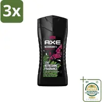 Axe 3 x - 3-in-1 Douchegel - Wild Bergamot & Pink Pepper - 100% Plantaardig - 250 ml - Grootverpakking - Douchegel - 3-in-1 - Lichaam - Gezicht - Haar