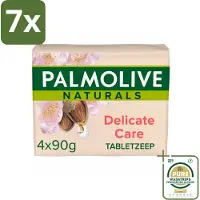 Palmolive 7 x Tabletzeep Naturals Amandel Melk 4x 90 gr - Grootverpakking - Tabletzeep - Huidverzorging - Natuurlijke Zeep - Gevoelige Huid - Milde Zeep