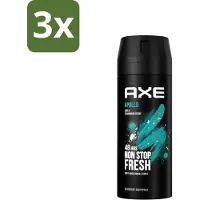 Axe 3 x - Deodorant Bodyspray - 48hrs Fresh - Apollo - Sage & Cedarwoord - 150 ml - 48 Uur Bescherming - Deodorant Sprayer - Geur Van Groen Fruit - Sandelhout - Verse Salie