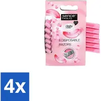 Sence 4 x – Wegwerpscheermes – Glad Scheren – Comfort Grip – 6 Wegwerpscheermes - Scheermesje - Scheermes - Bikini Lijn - Benen Scheren - Oksels Scheren
