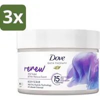 Dove 3 x Bath Therapy Renew - Bodyscrub - Wilde Viooltjes & Roze Hibiscus - 295 ml - Huidvernieuwing - Huidscrub - Exfoliatie - Zachte Huid - Huidverzorging