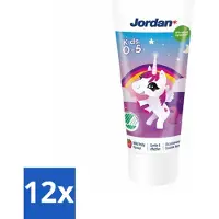 Jordan 12 x Tandpasta Kids 0-5 jaar 50 ml - Tandpasta Voor Kinderen - Kindertandpasta - Melkgebit Beschermen - Gaatjes Voorkomen - Fluoride 1450 Ppm
